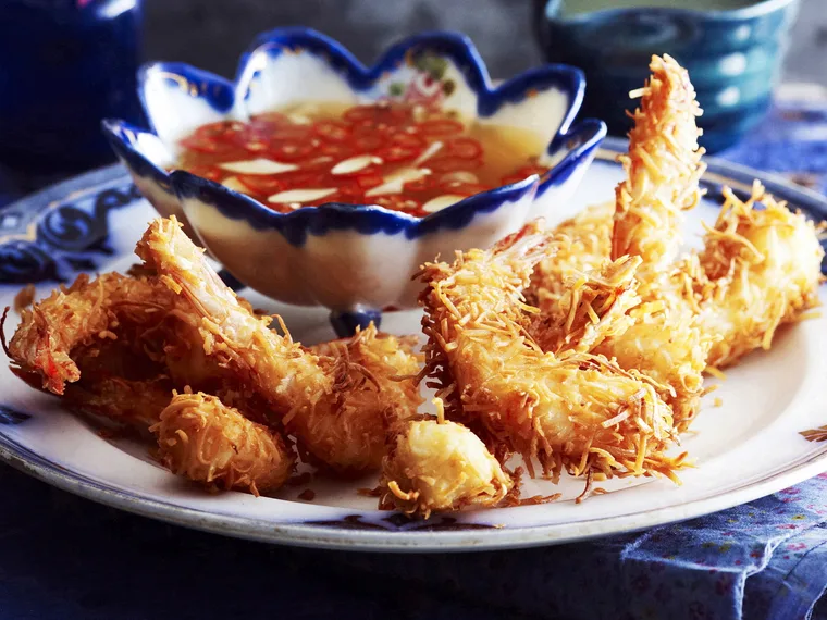 Coconut prawns with two dipping sauces