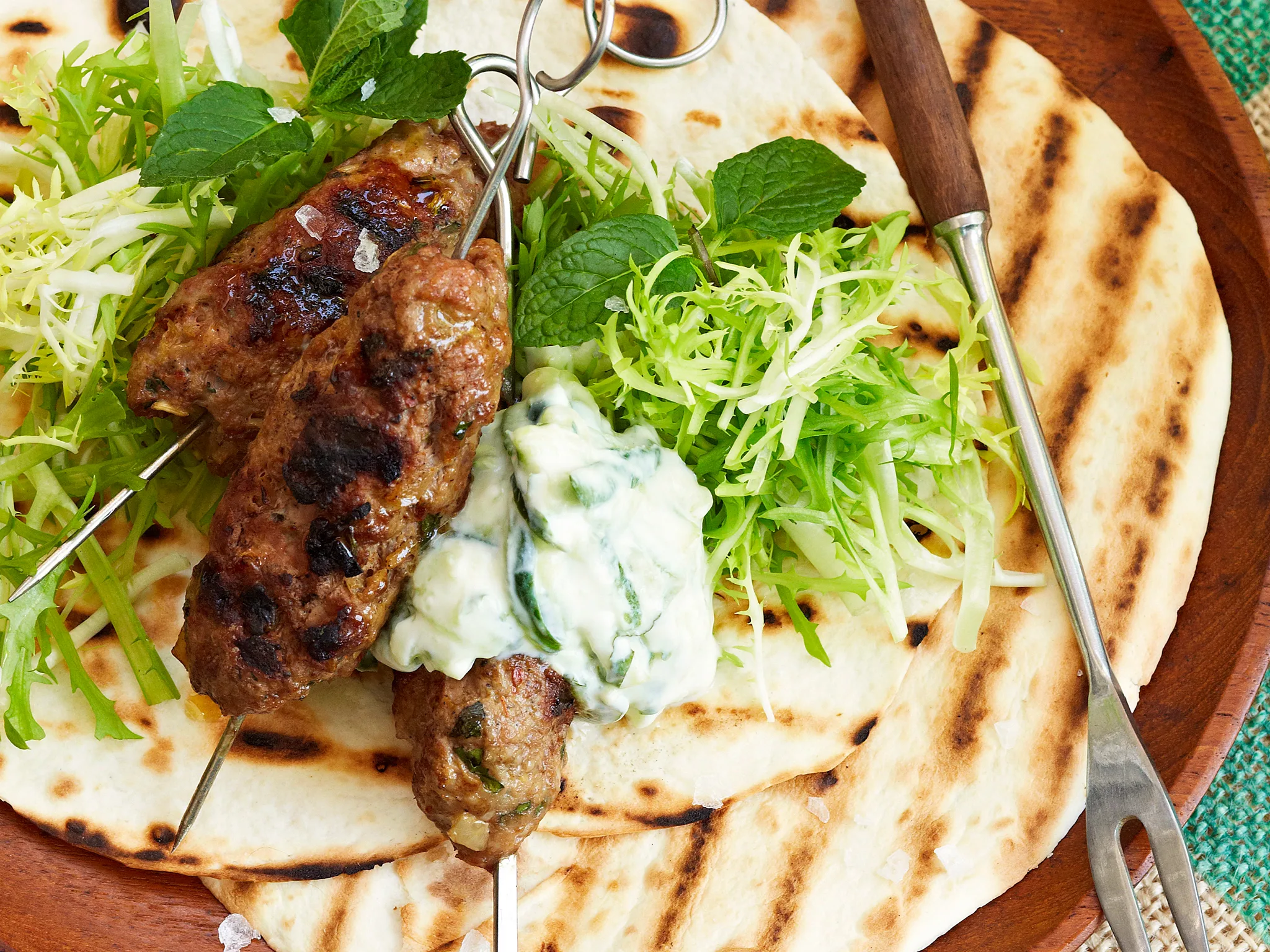 Lamb kofta with cucumber yogurt