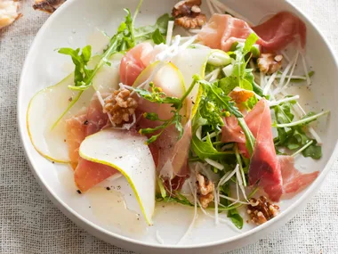 Pear and celeriac salad with prosciutto