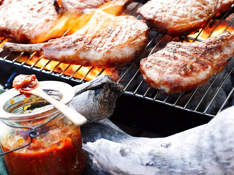 Pork cutlets with chilli jam