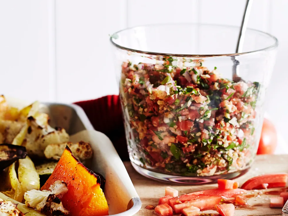 Roast vegetables with autumn tabouli