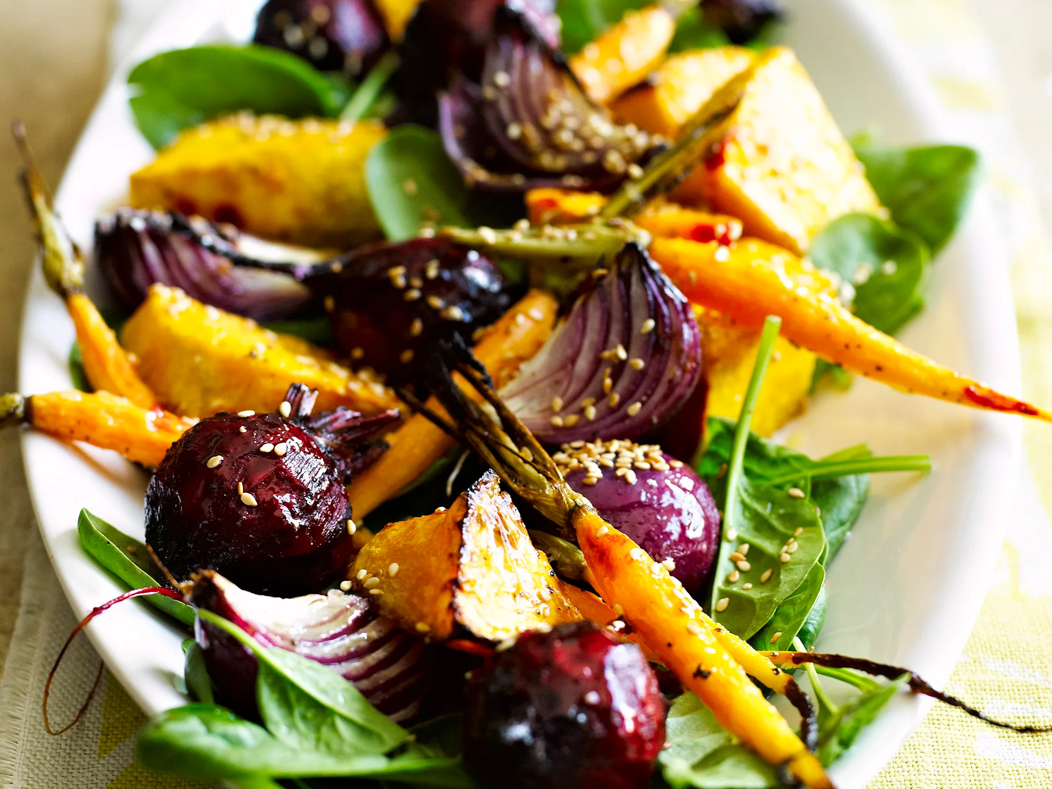 Warm salad of root vegetables