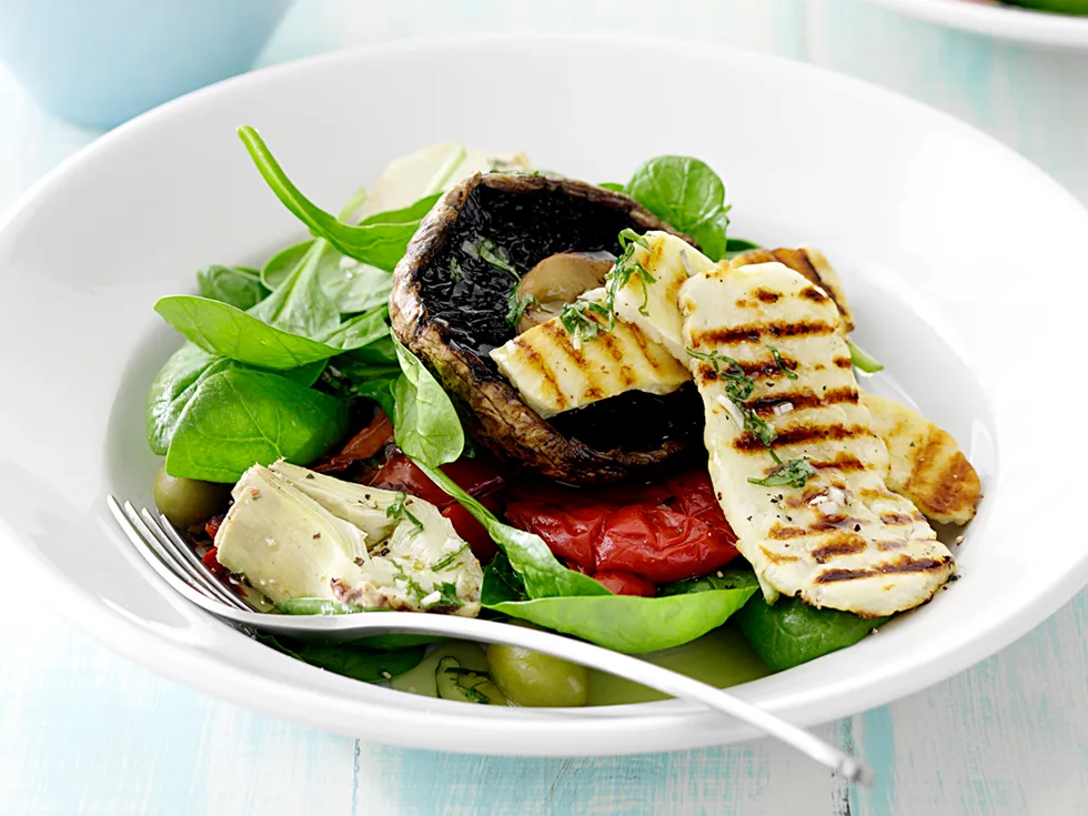 Barbecued Vegetables and Haloumi with Lemon Basil Dressing