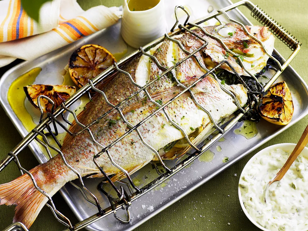 Barbecued Whole Fish with Caper Mayonnaise