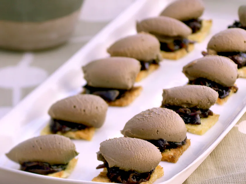 Duck Liver Pâté Croutes with Sweet and Sour Onions