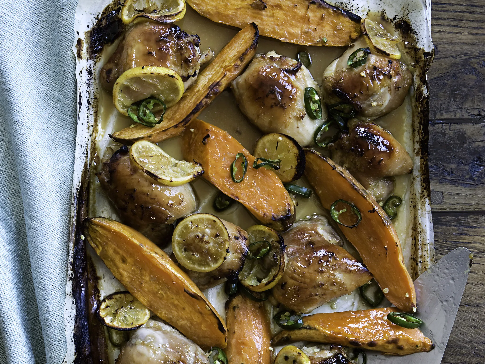 HONEY AND GINGER BAKED CHICKEN WITH KUMARA