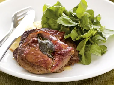 LAMB SALTIMBOCCA WITH CHEESY POLENTA