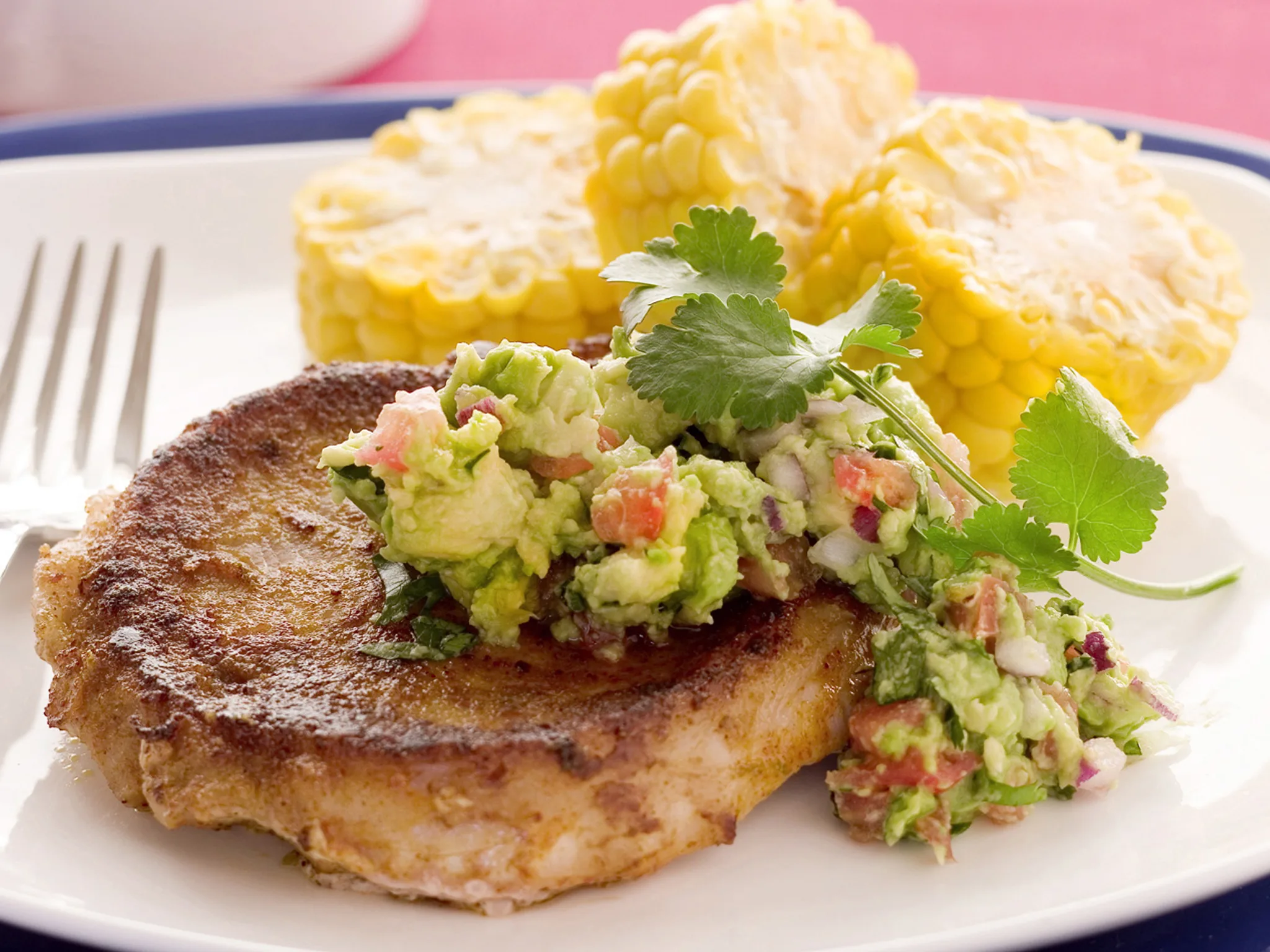 MEXICAN PORK WITH GUACAMOLE AND CORN
