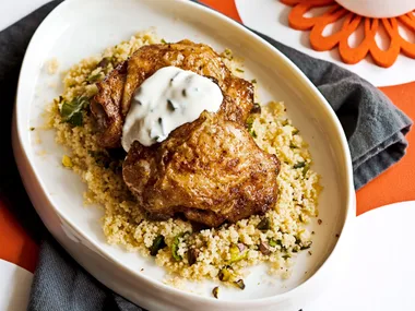 Moroccan chicken with pistachio and coriander couscous