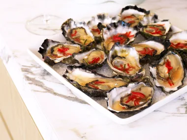 oysters with lime dressing