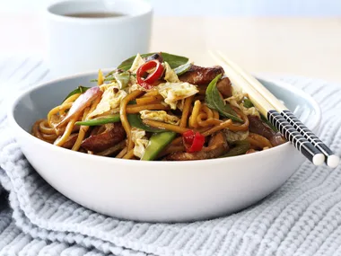 Pork, Noodle and Thai Basil Stir-Fry