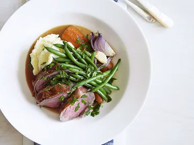 pot roast lamb with potato celeriac mash