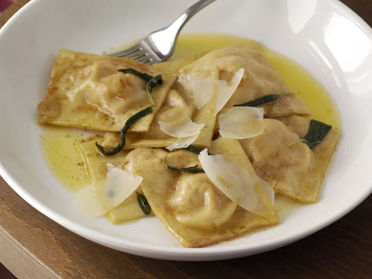 Pumpkin ravioli with sage butter