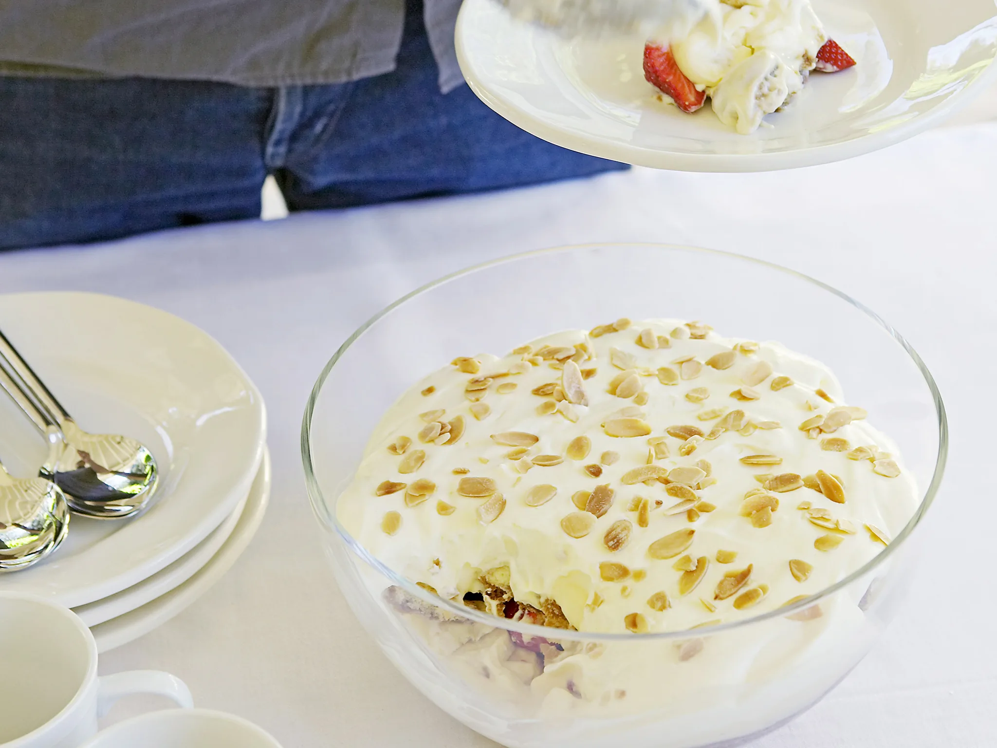 Strawberry and banana trifle