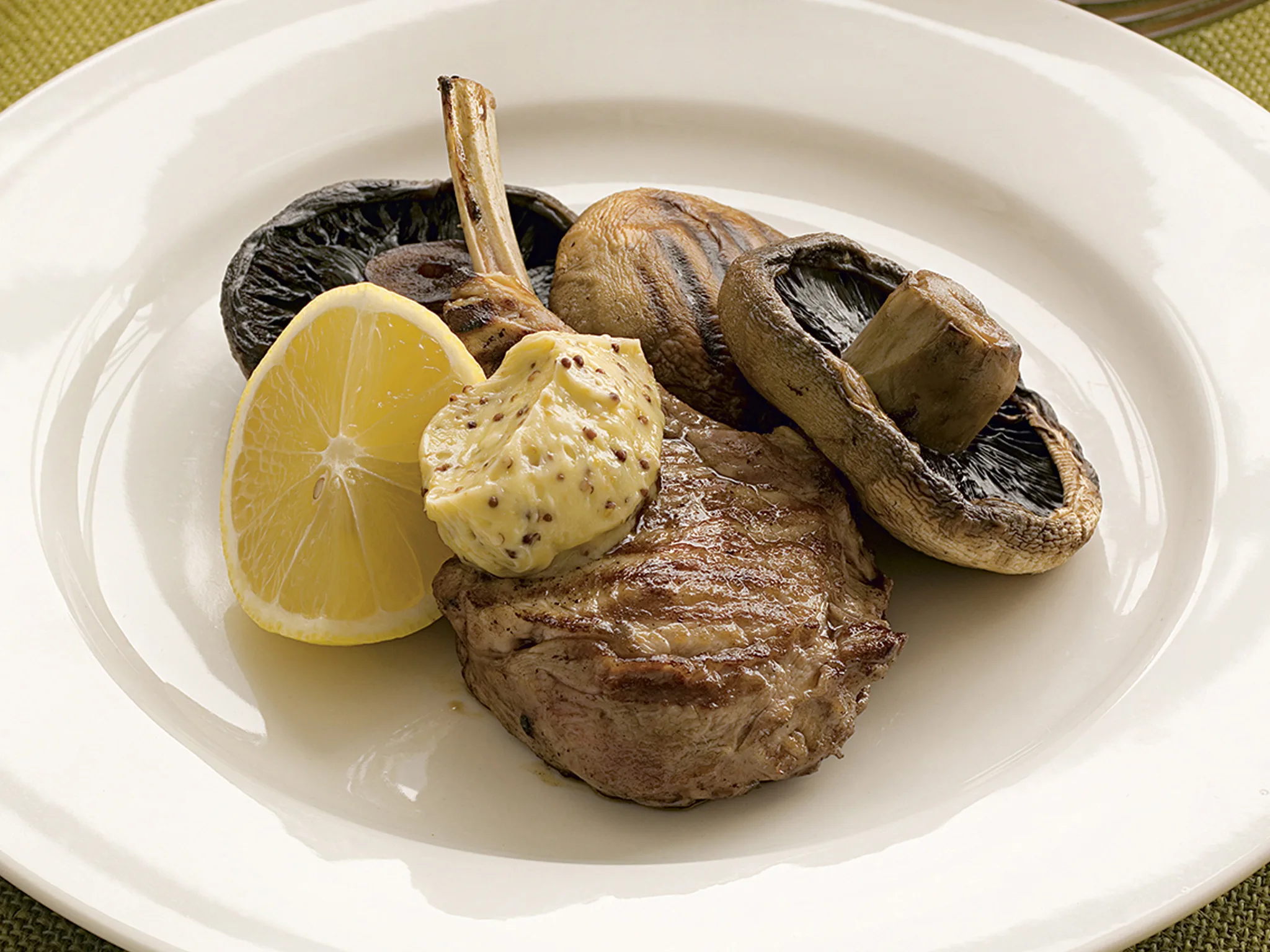 Veal and mushroom with garlic mustard butter