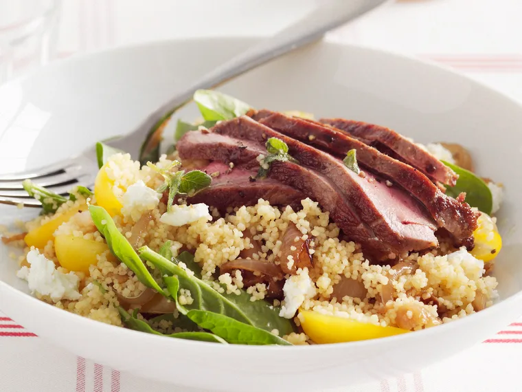 WARM LAMB COUSCOUS SALAD WITH BABY SPINACH