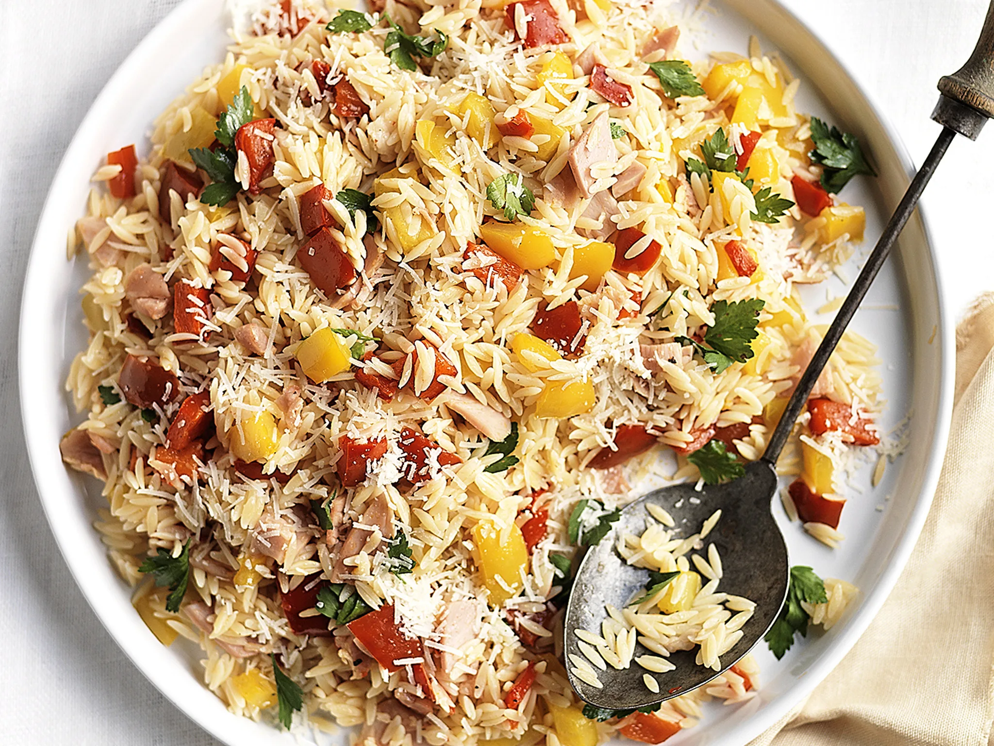 Risoni with ham and capsicum-image