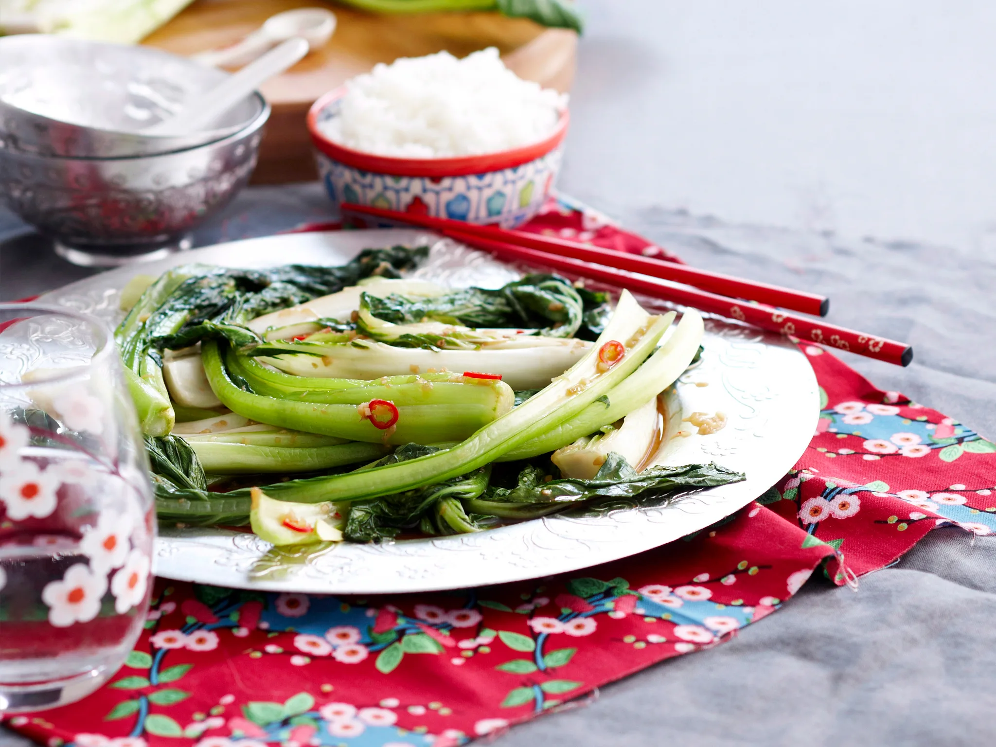 Mixed Asian greens in oyster sauce