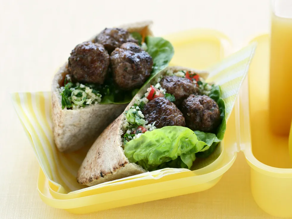 Meatball and Tabouli Pitas