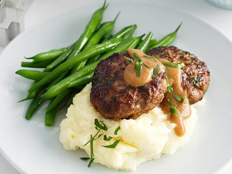 Beef rissoles and mash