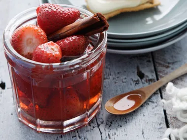 Poached strawberries