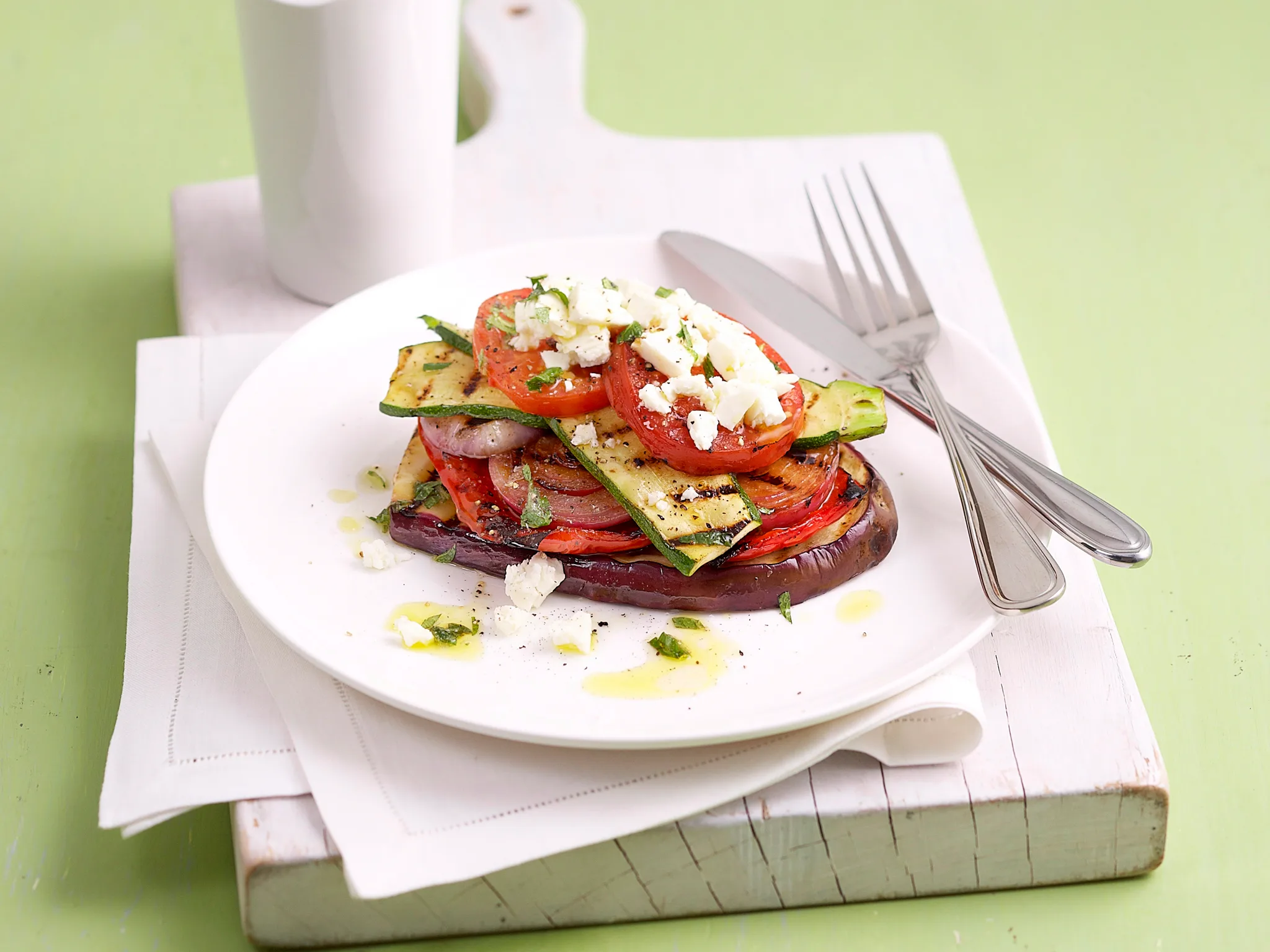 Grilled vegetable stack with feta