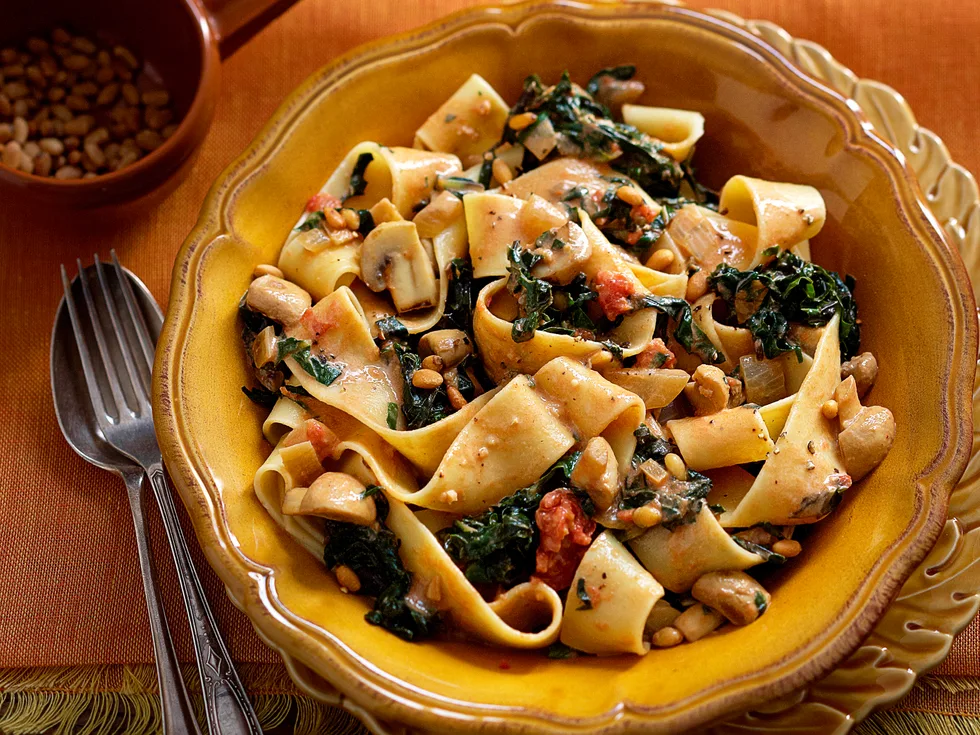 Silverbeet and mushroom pasta