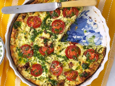 Zucchini, tomato and ricotta bake