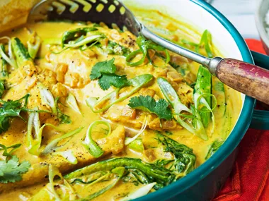 Tumeric and coconut poached barramundi