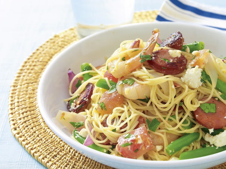 Prawn and chorizo pasta