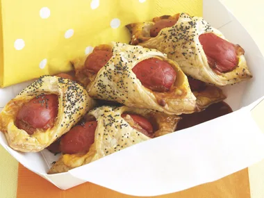 Cheesy hot dog puffs