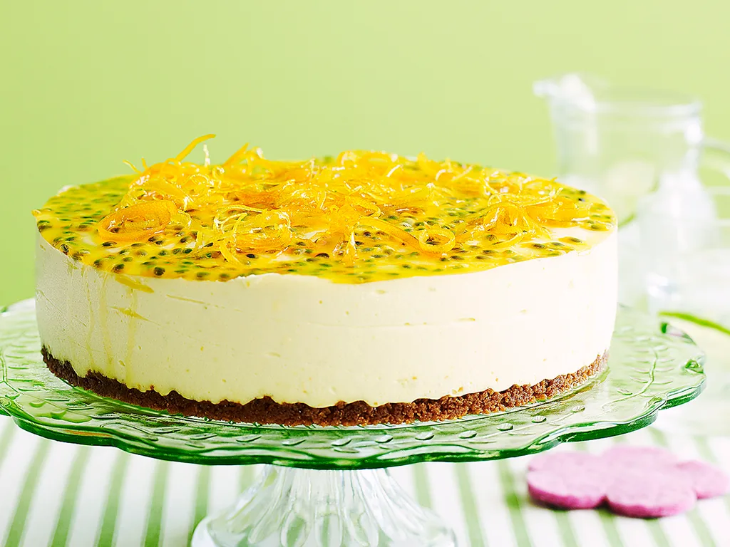 Citrus cheesecake with passionfruit topping