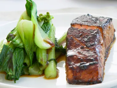 grilled salmon with Asian greens