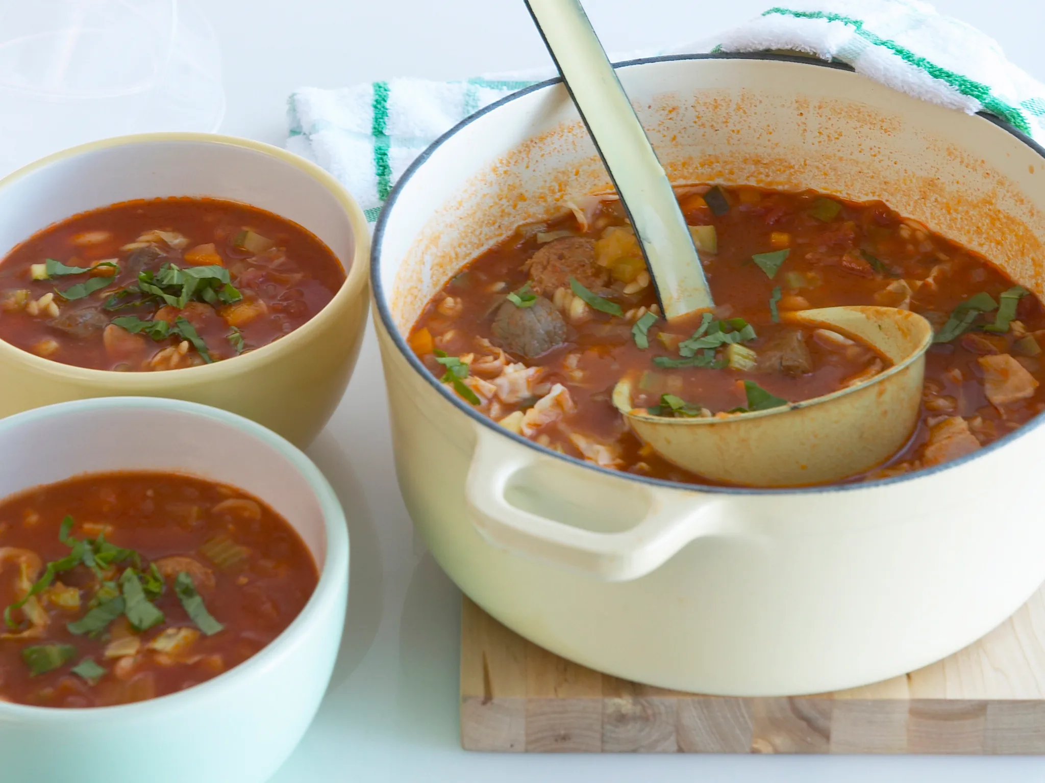hearty beef minestrone with risoni