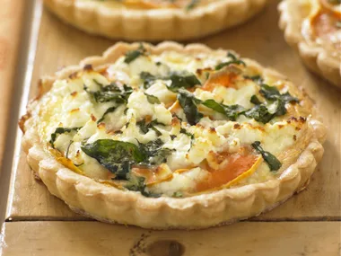 sweet potato, fetta and basil quiche