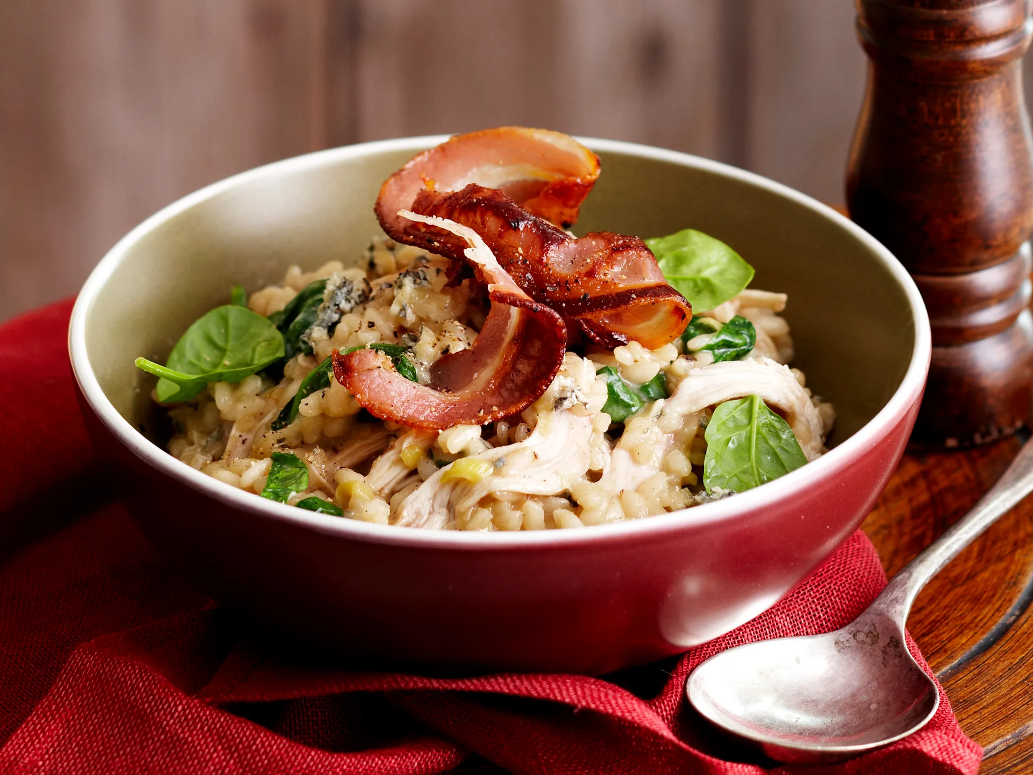 Chicken spinach and blue cheese risotto