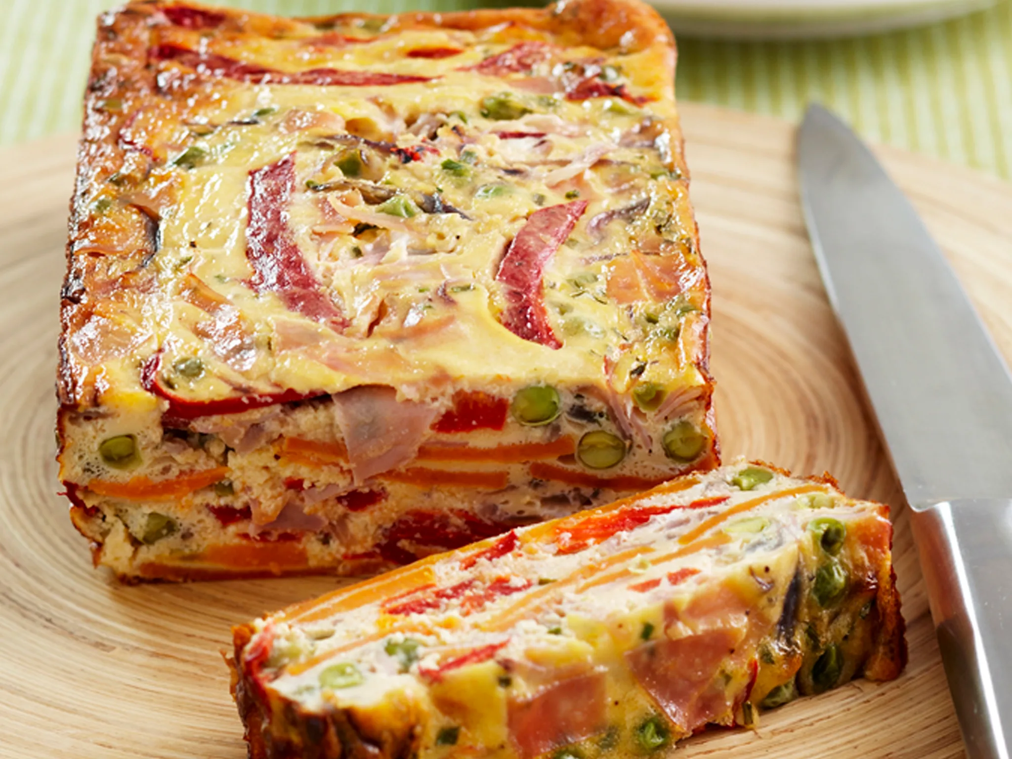 ham and pea frittata loaf