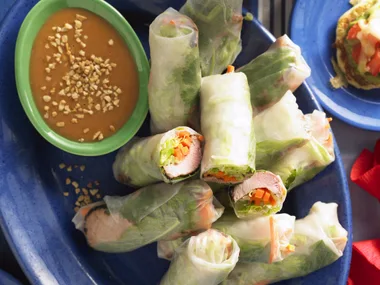 Hoisin Pork rice-paper rolls