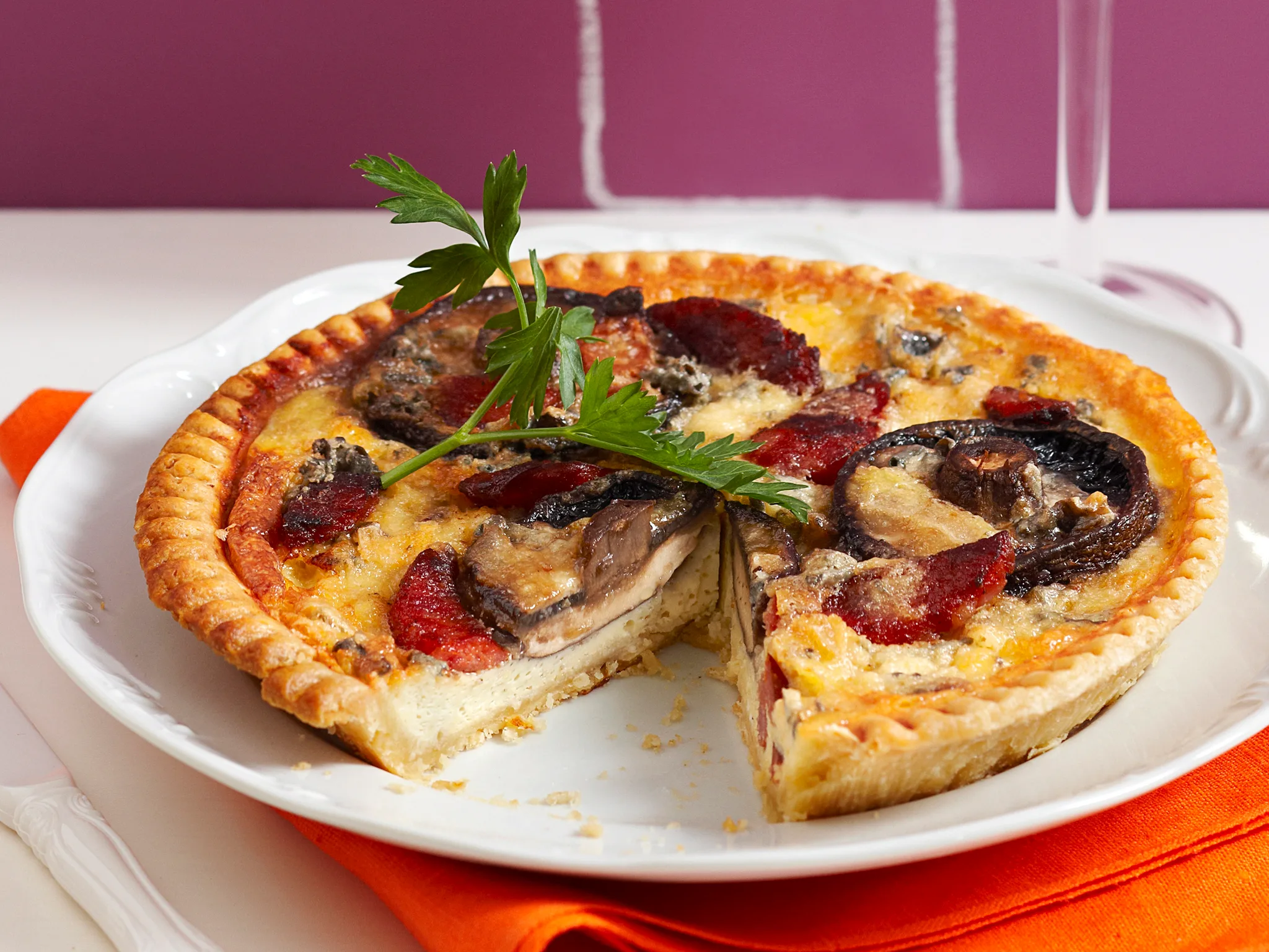 Mushroom and blue cheese tart