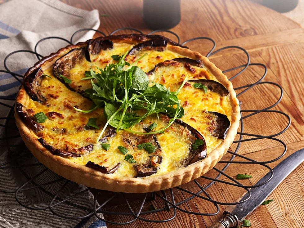 Savoury eggplant and Haloumi Quiche