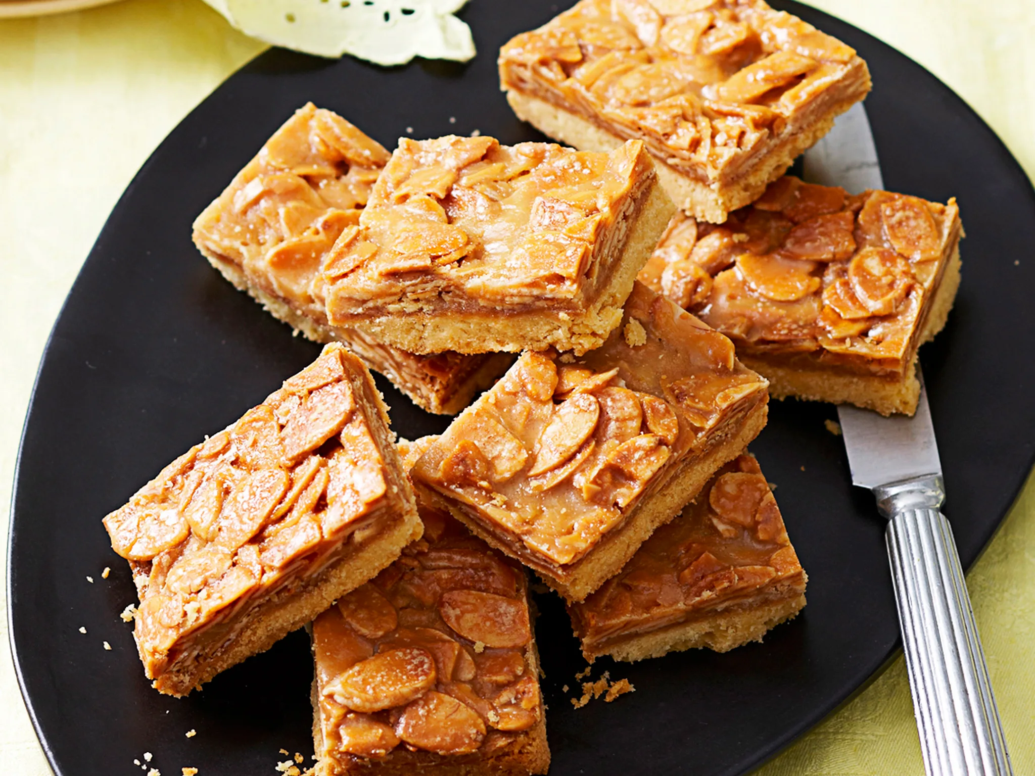 Caramel almond slice