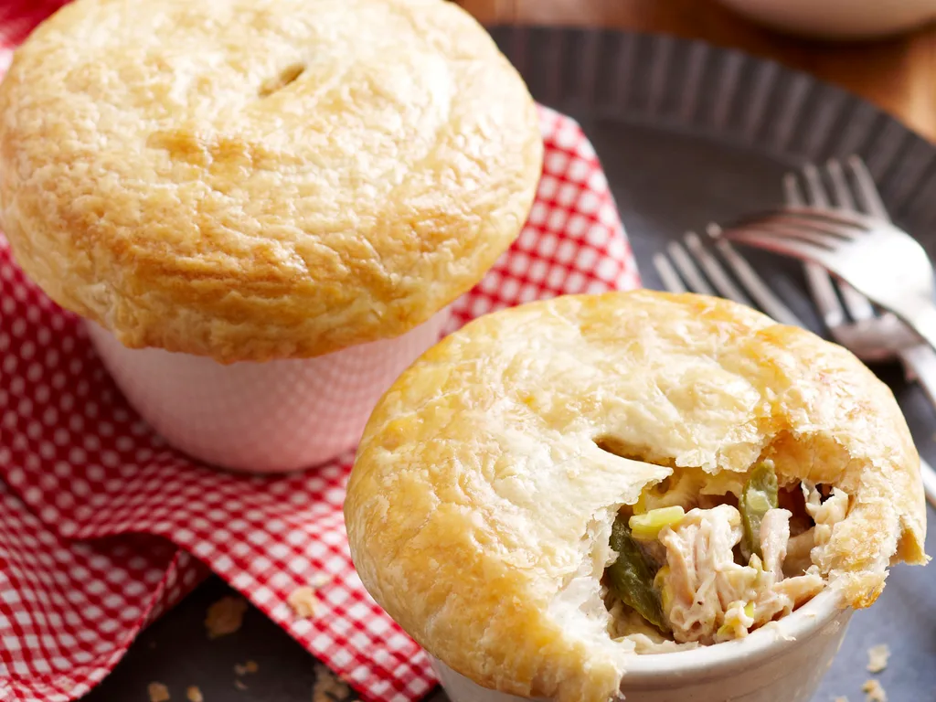 Chicken, asparagus and leek pot pies