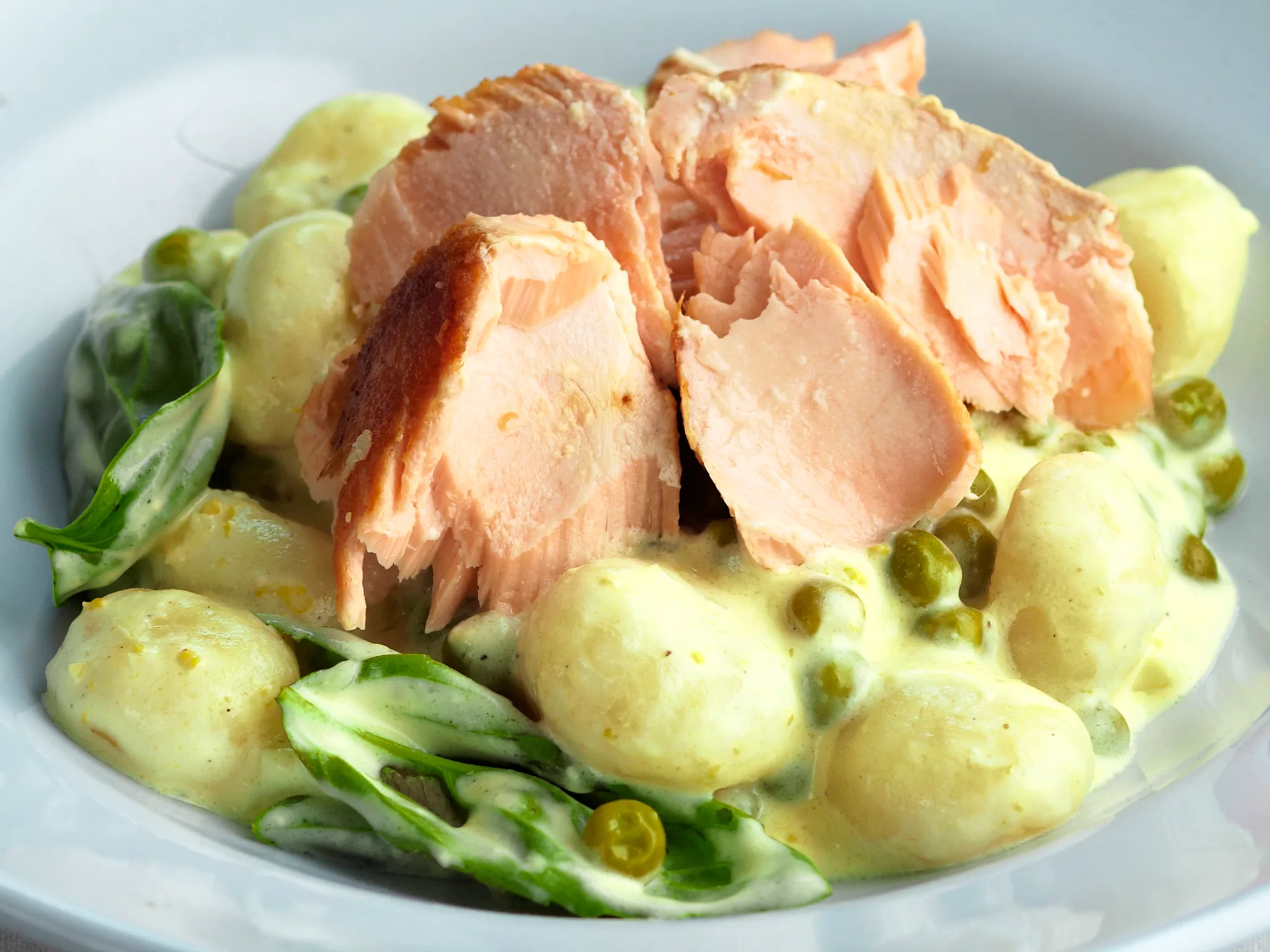 Creamy salmon gnocchi
