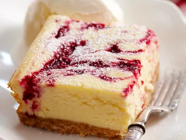 Raspberry ripple Cheesecake slice