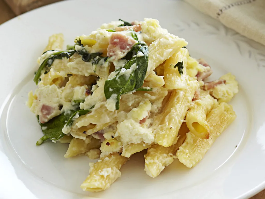 Ricotta and bacon pasta bake