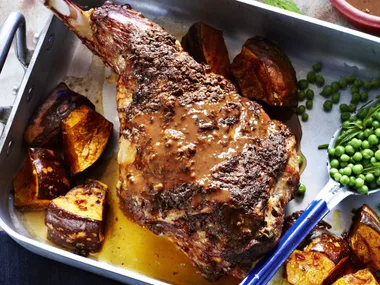 Roast Lamb leg with red wine gravy