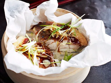 Steamed ginger and soy coral trout