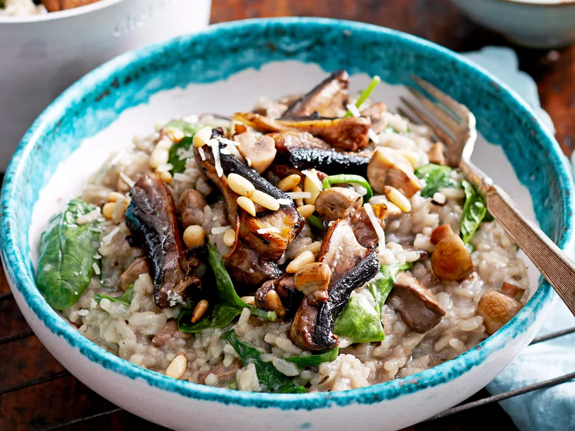 Oven-Baked Mushroom and Spinach Risotto