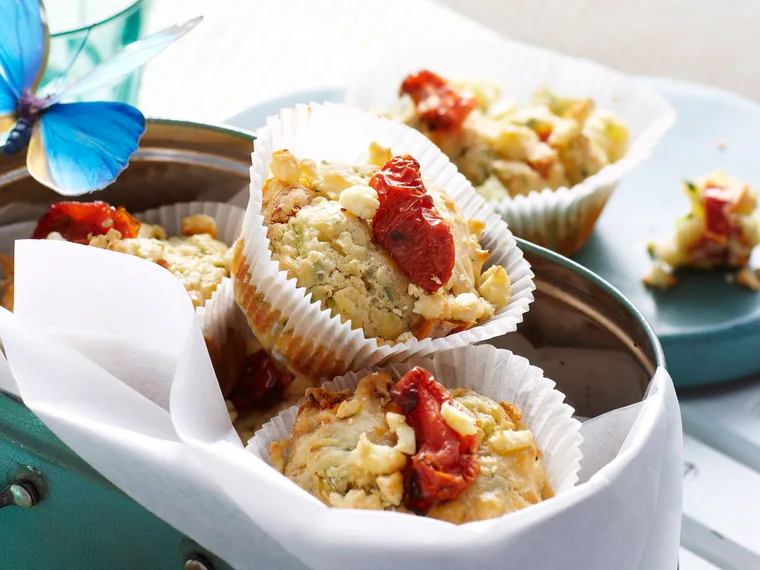 Zucchini, Feta, semi-dried Tomato Muffins