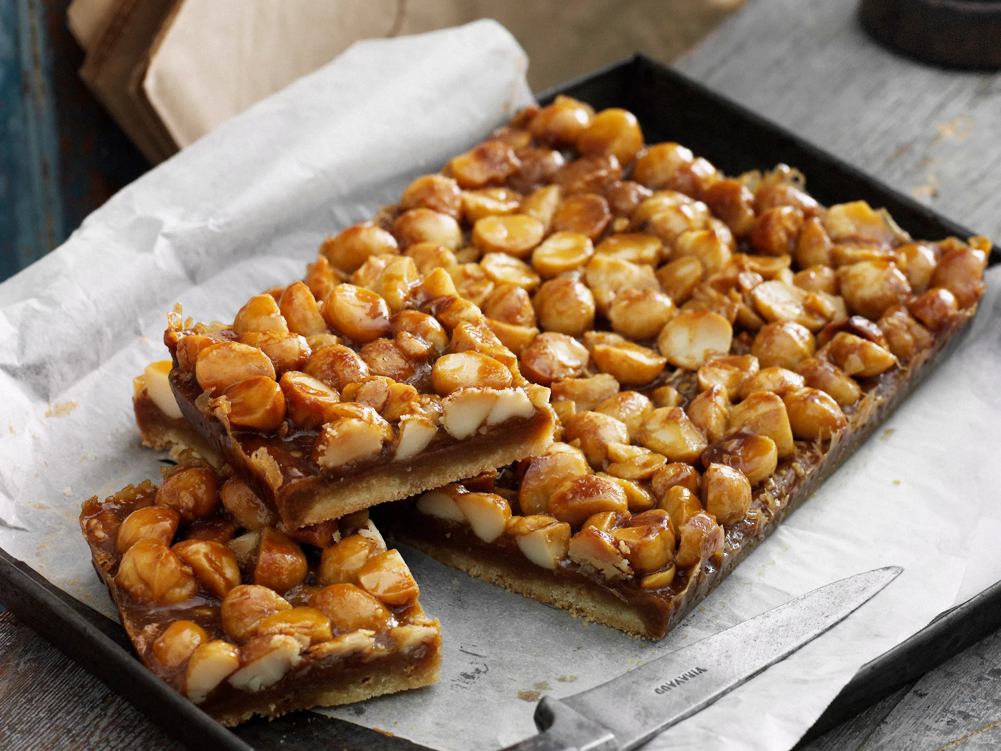 Caramel macadamia slice-image